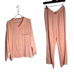 Eberjey Viscose Peach Long Sleeve Pajama Set Large